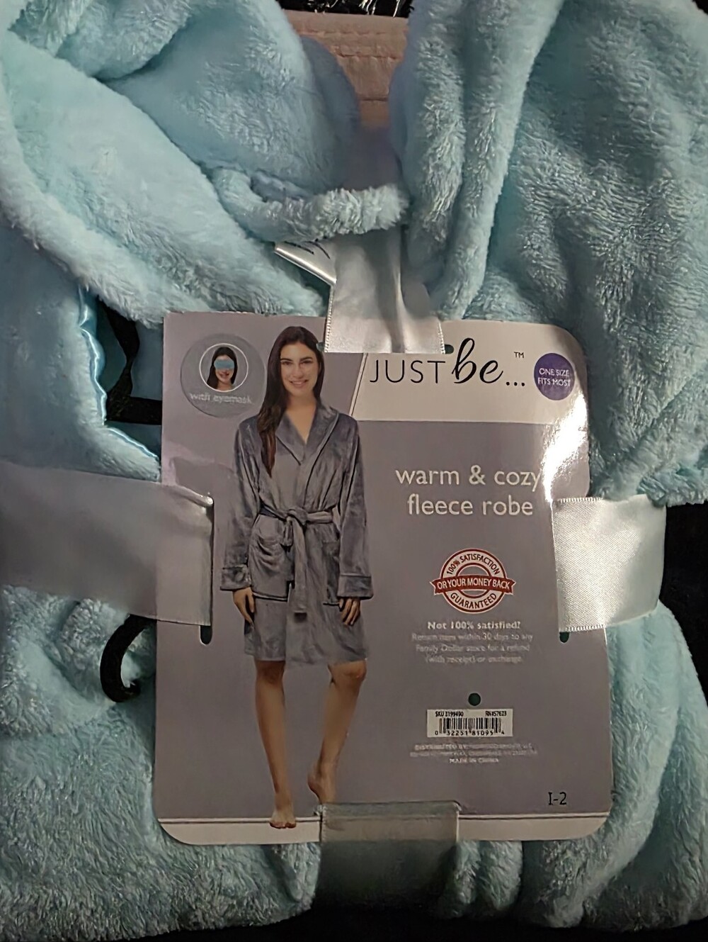 Just Be Plush Fleece Robe - Light Aqua